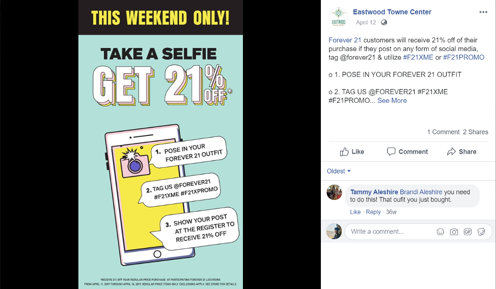 Eastwood Town Center Facebook Promotion