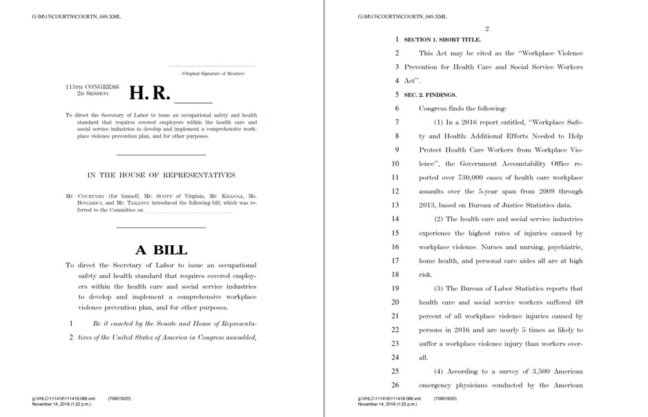 HR 1309 Workplace Violence Prevention Act