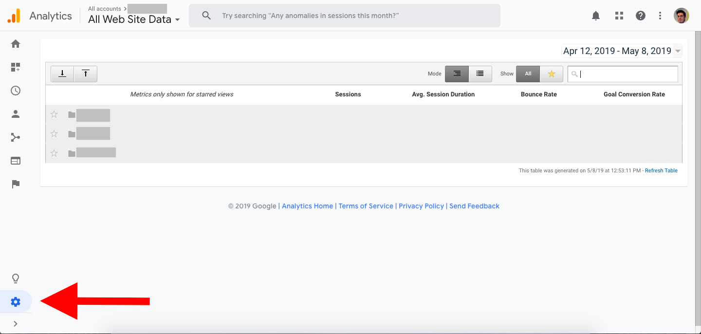 Step 1- In Google Analytics click on Admin in the lower left corner