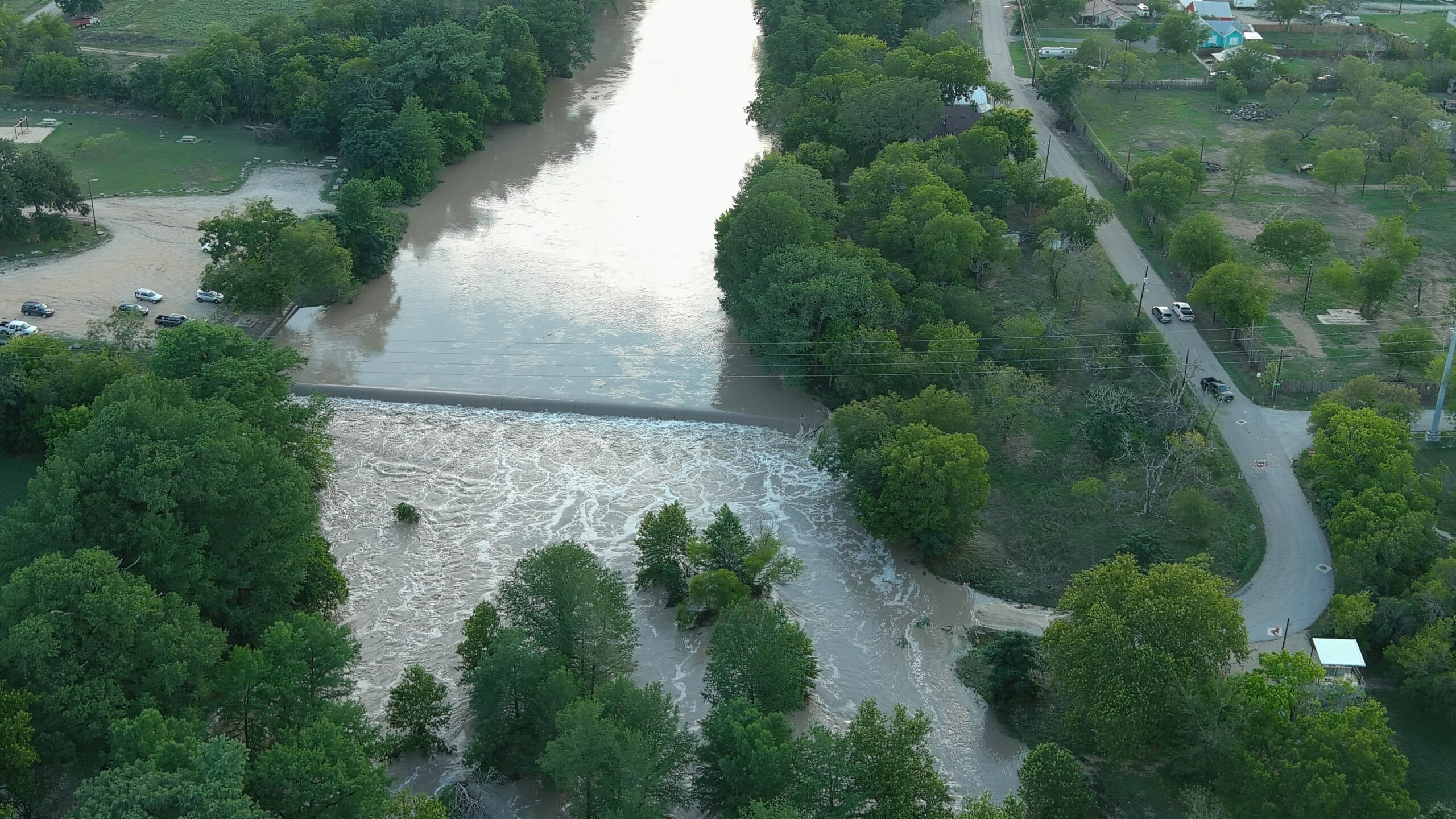 Drone View On A Low Water Crossing In Center Point